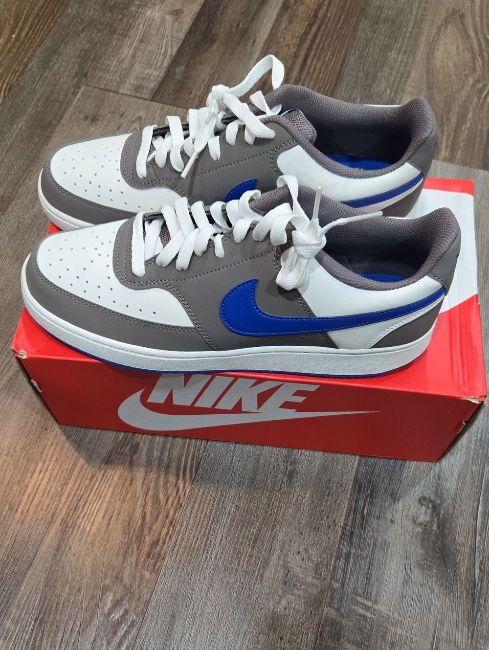 Nike Court Vision Men’s Low-Top Sneakers - White, Gray & Blue